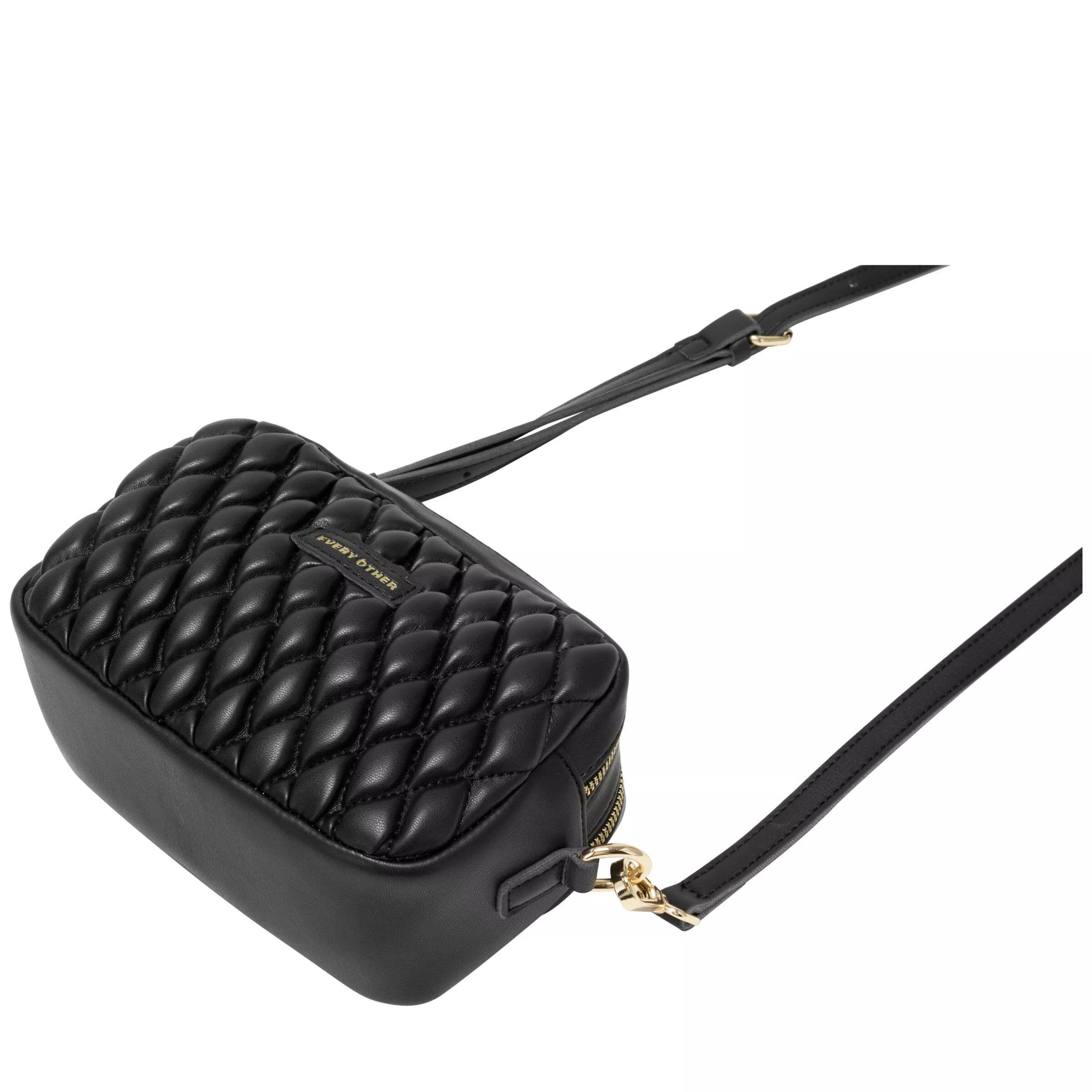 Every Other Quilted Camera Cross Body Bag Black