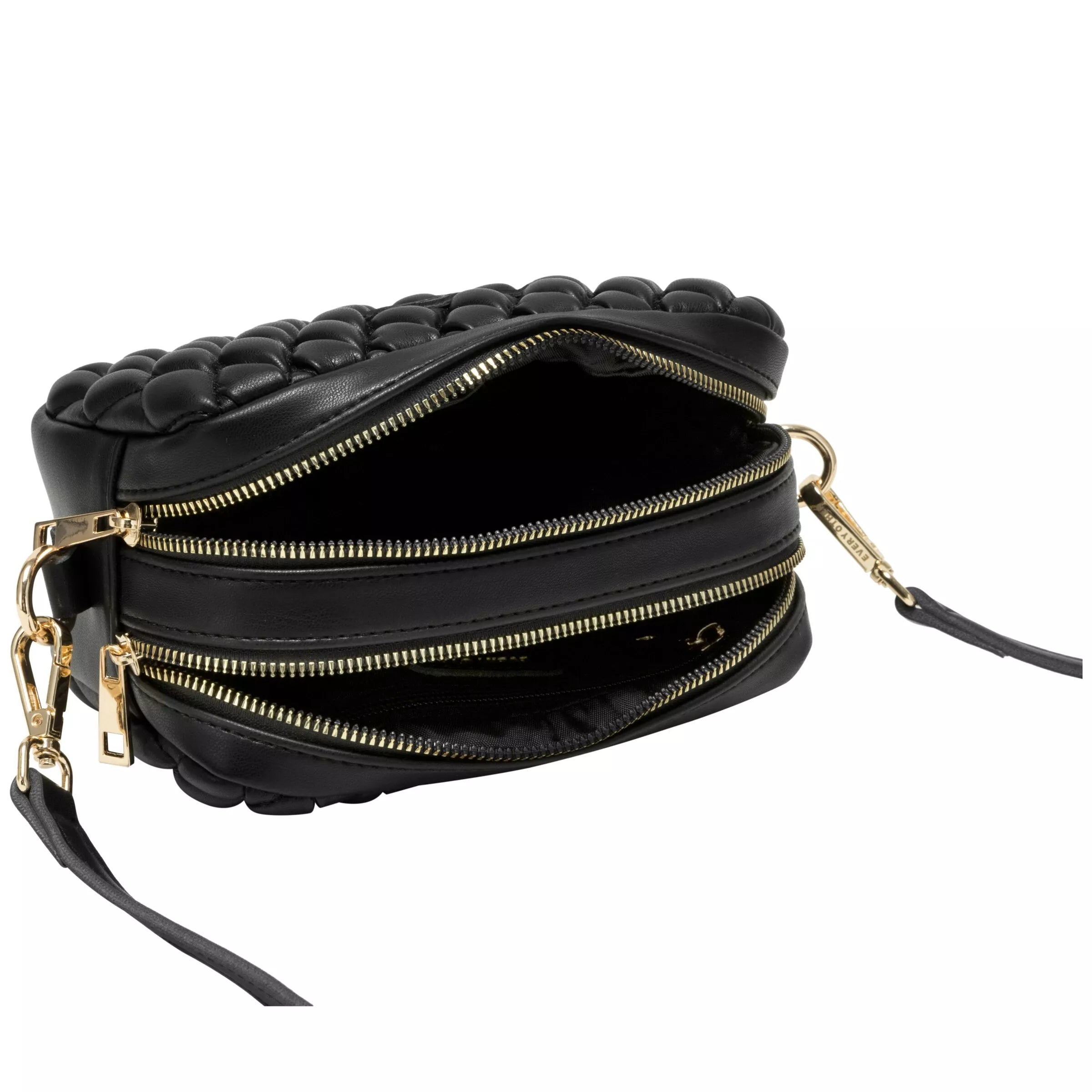 Every Other Quilted Camera Cross Body Bag Black