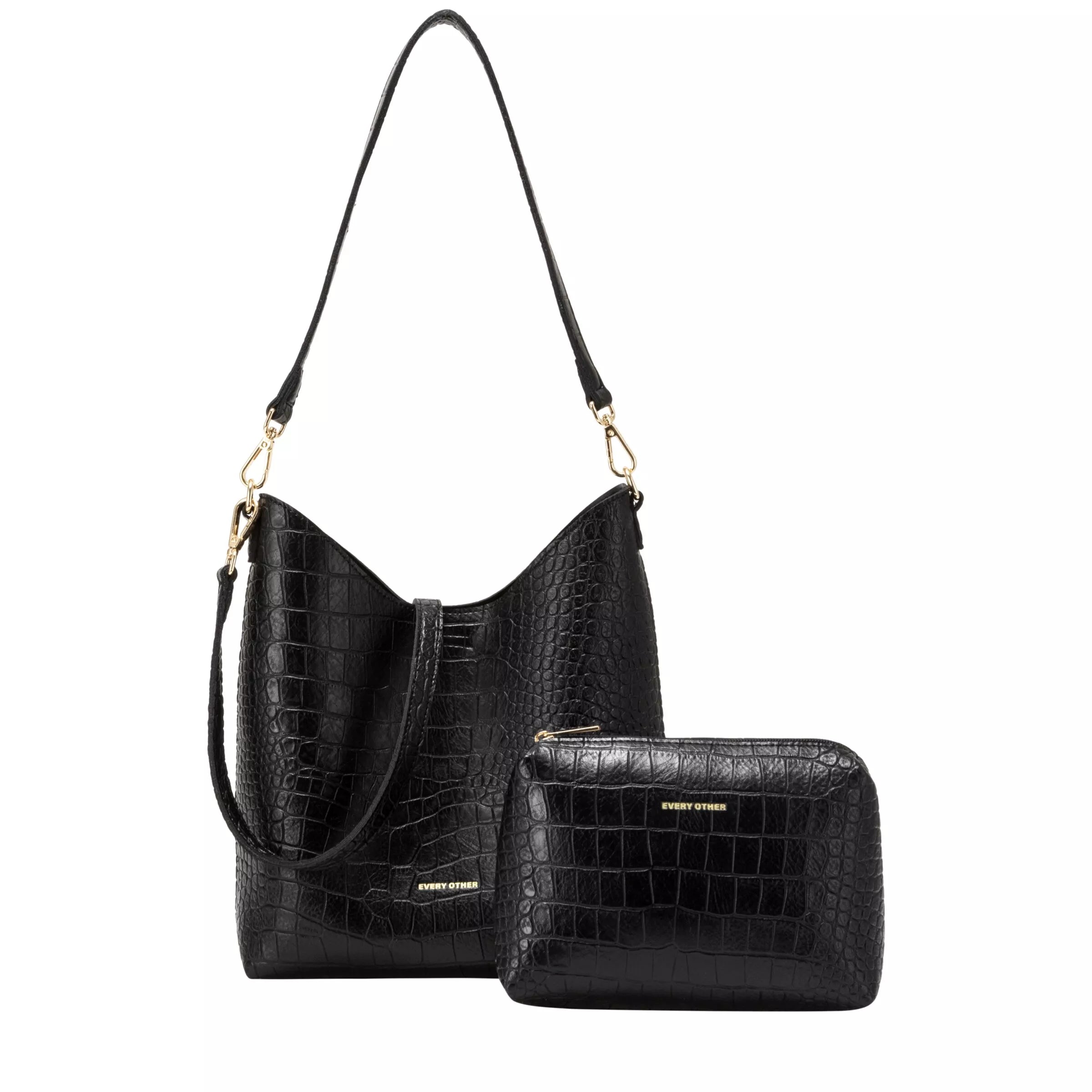 Every Other Curve Top Shoulder Bag Black