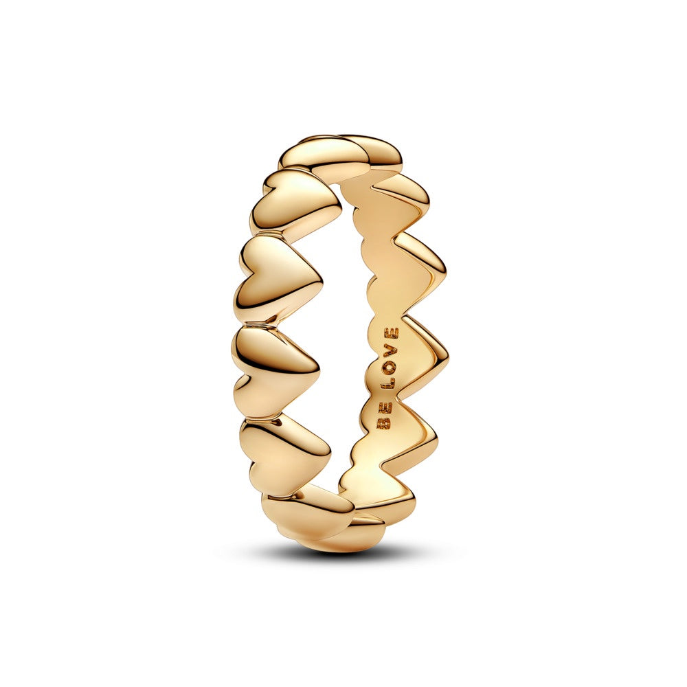 Pandora Gold Plated Row of Hearts Ring