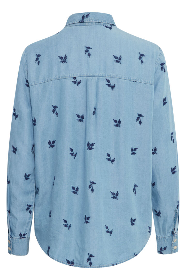 b.young Kosmo Shirt Light Blue Denim Leaf