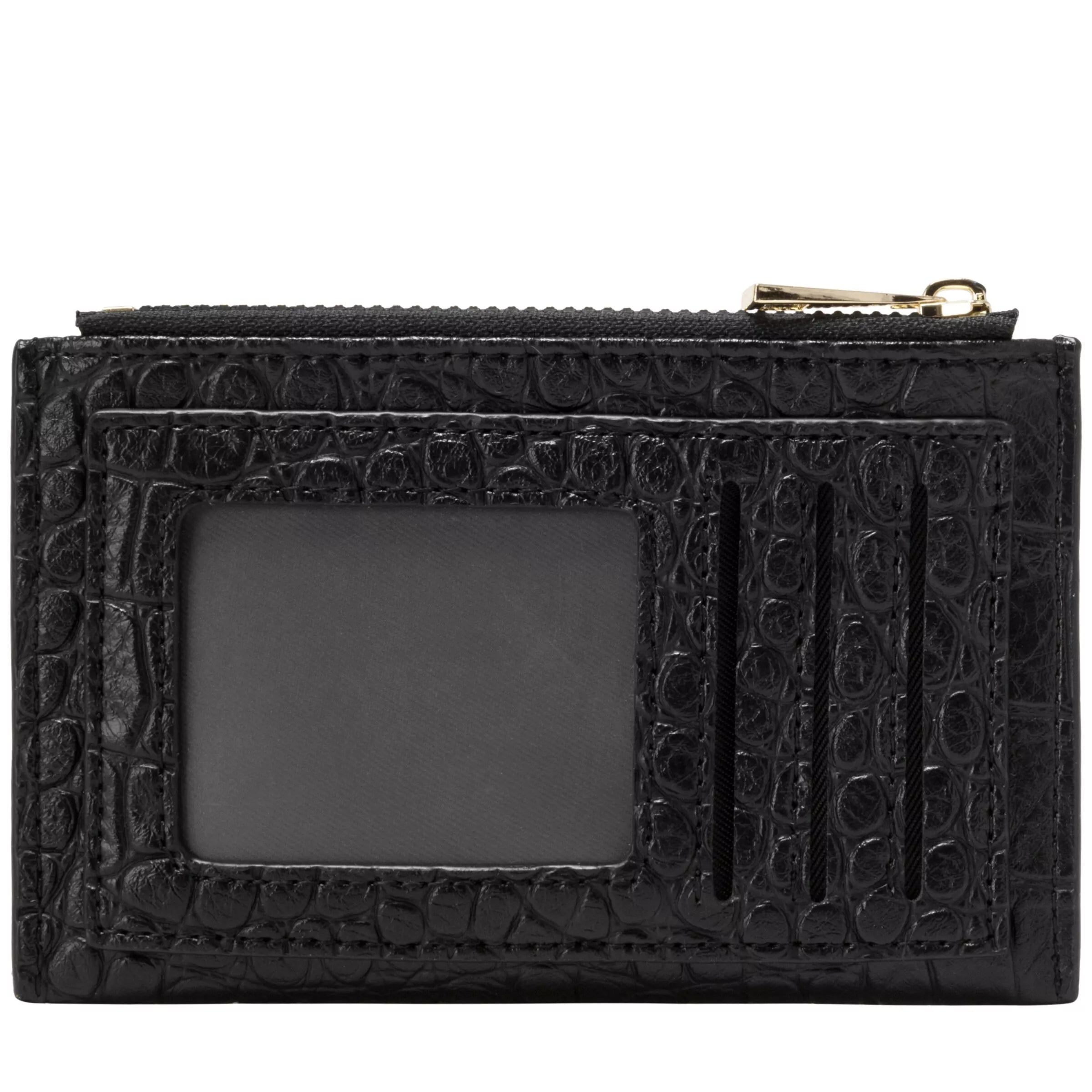 Every Other Croc Print Zip Top Card Holder Black