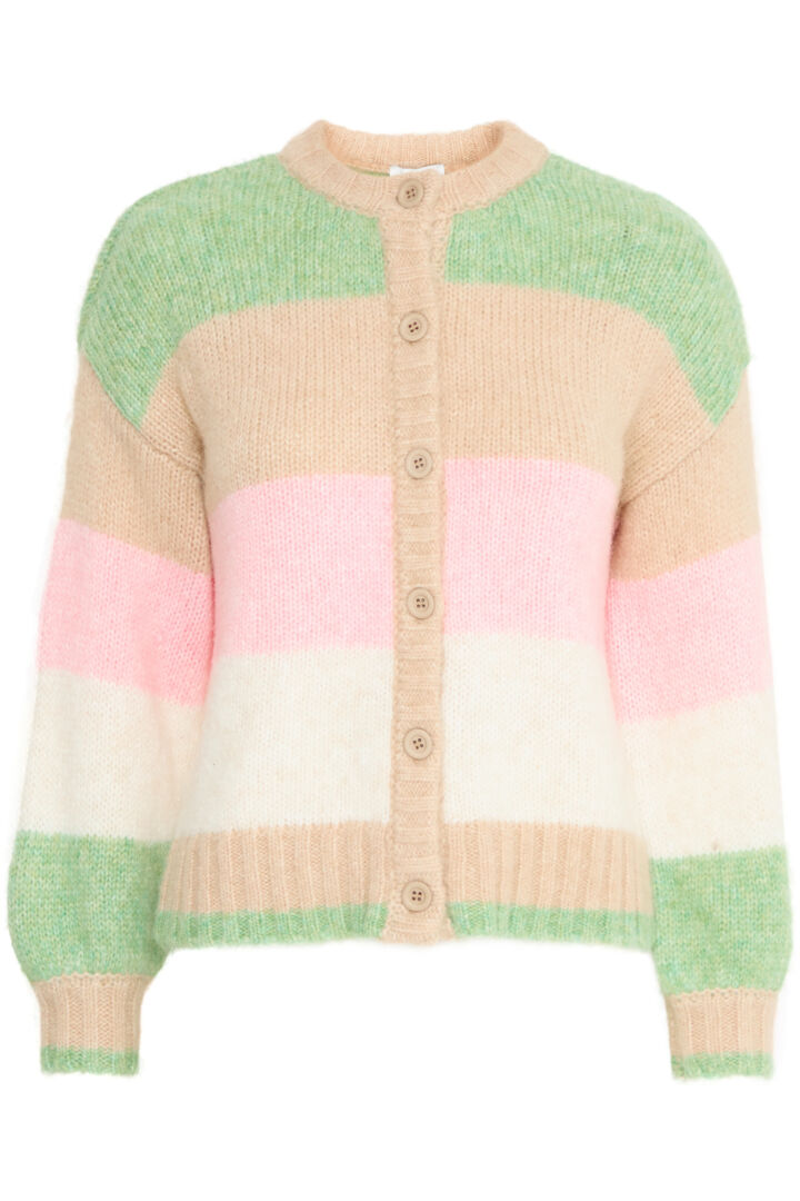 b.young Onero Striped Cardigan Roseate Spoonbill Mix