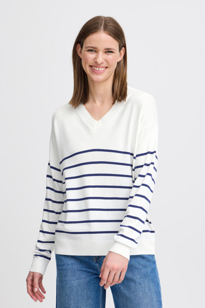 b.young Mmorla V-Neck Jumper Marshmallow Mix