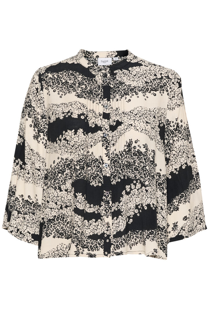 Saint Tropez Iselin Blouse Black Wavy Flowers