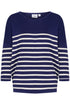 Saint Tropez Mila R-Neck Stripe Pullover Midnight Sail