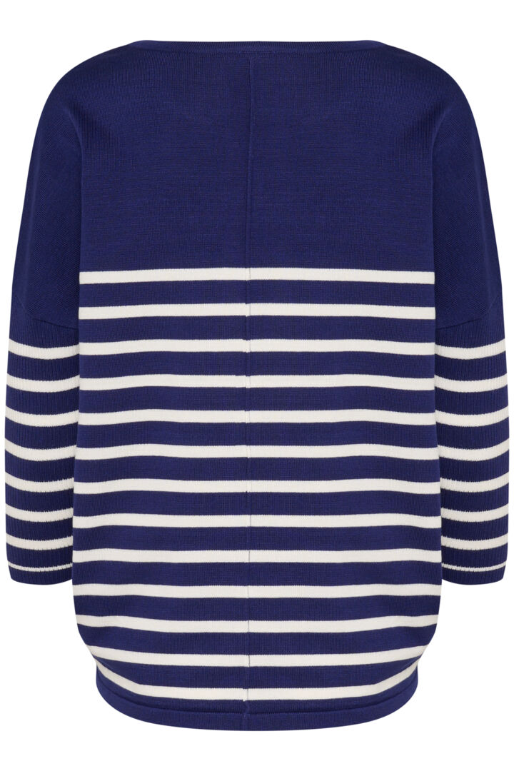 Saint Tropez Mila R-Neck Stripe Pullover Midnight Sail