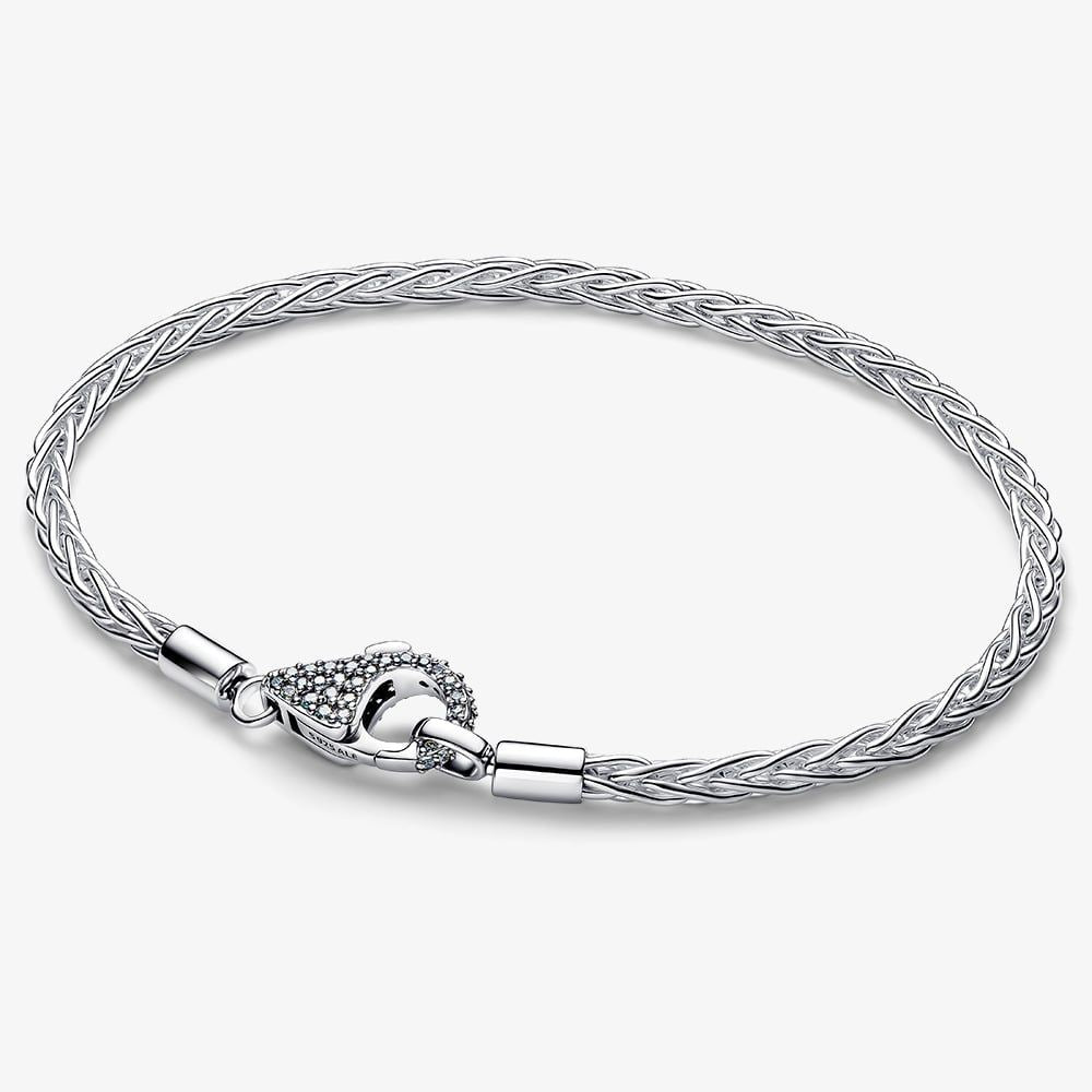 Pandora Pavé Clasp Foxtail Chain Charm Bracelet