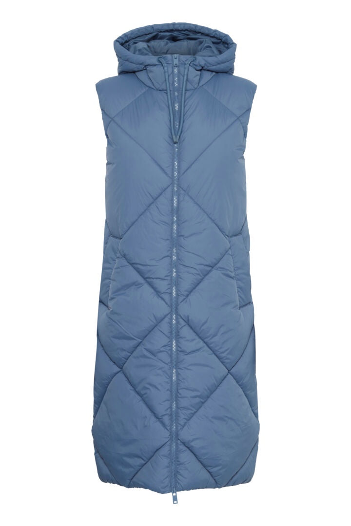 b.young Bomina Long Gilet Blue Horizon