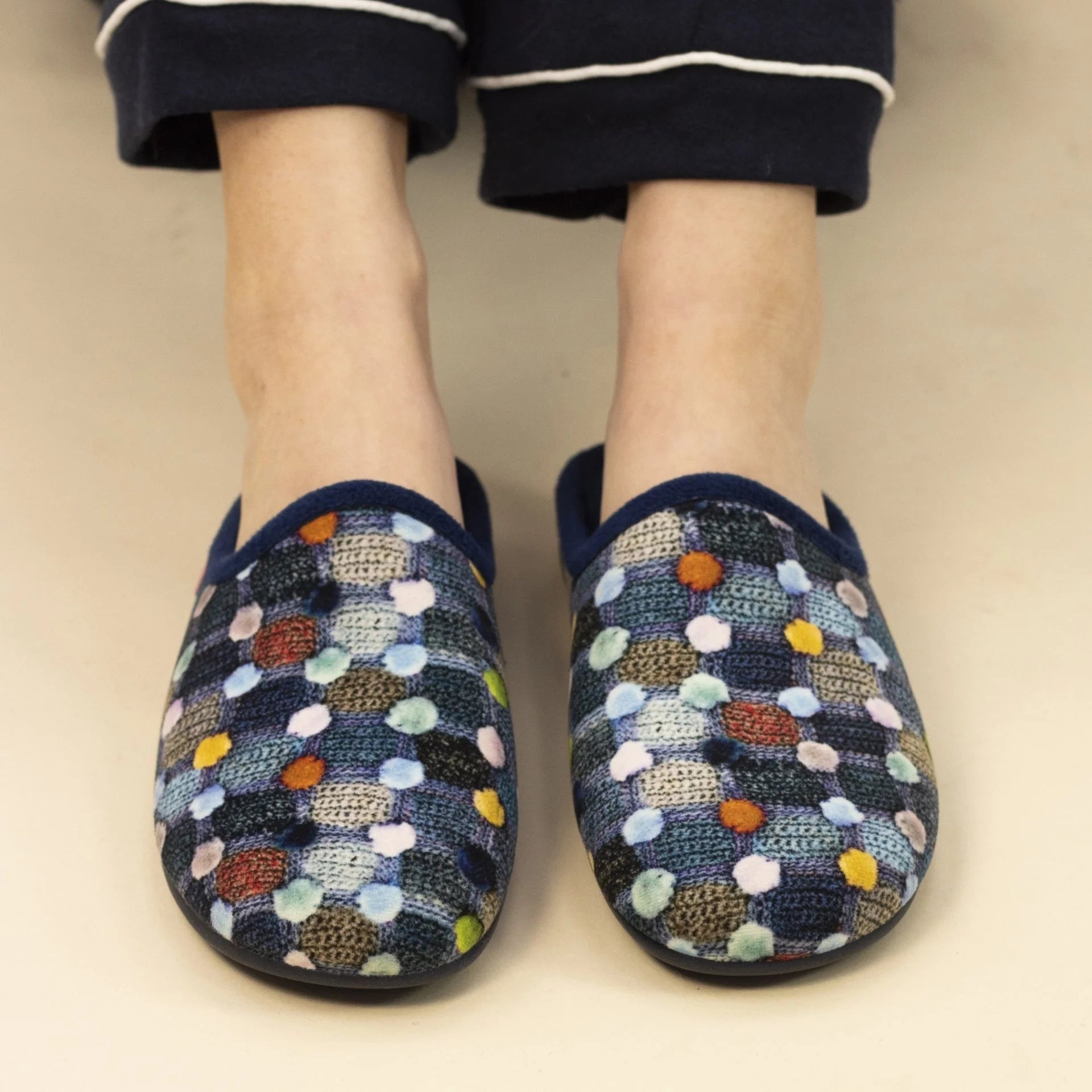 Lunar Crackle Blue Spotty Mule Slipper