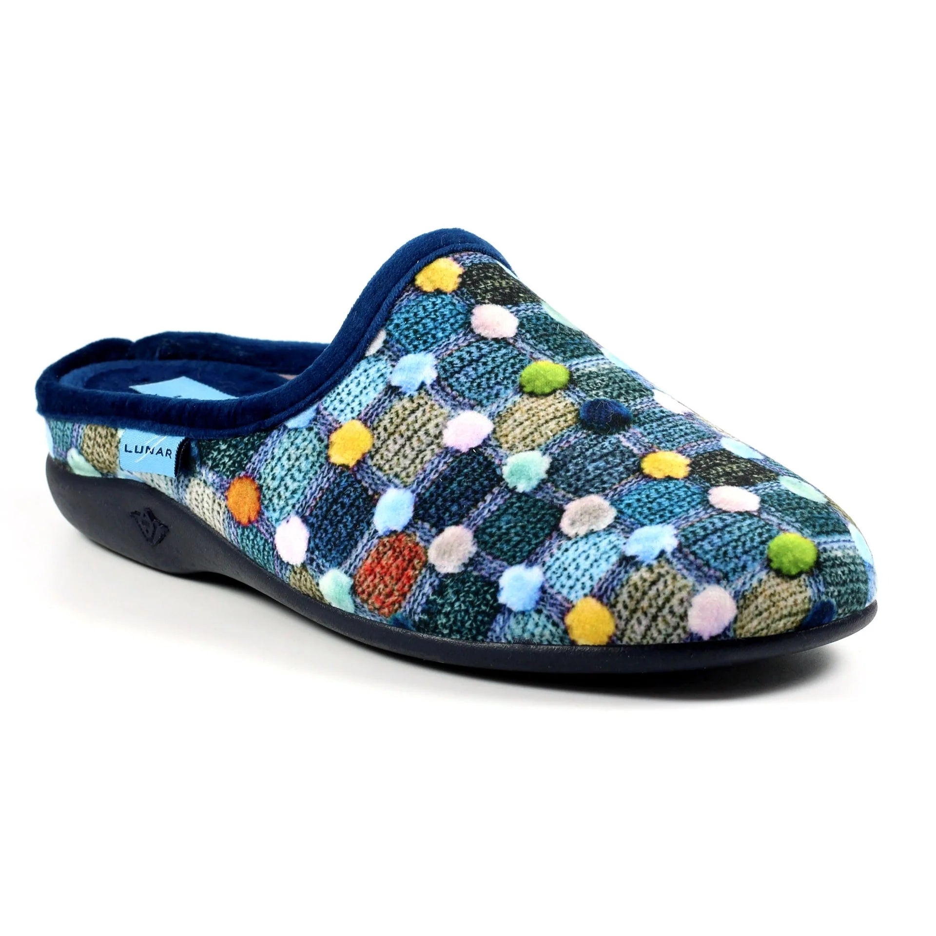 Lunar Crackle Blue Spotty Mule Slipper