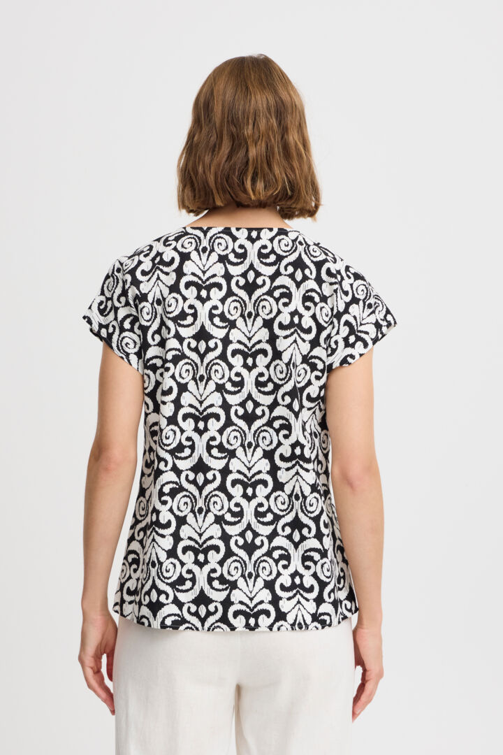 b.young Falakka O-Neck Blouse Ethnic Black Mix