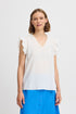 b.young Hailey V-Neck Frill Top Marshmallow