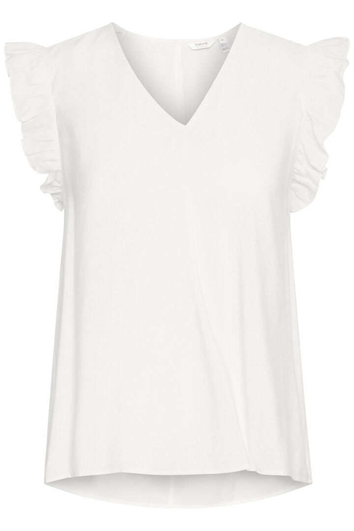 b.young Hailey V-Neck Frill Top Marshmallow