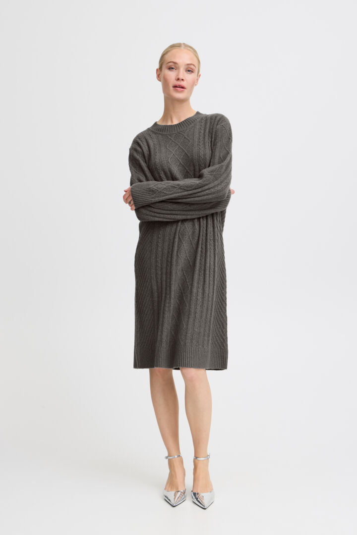 b.young Medi Dress Dark Grey Melange