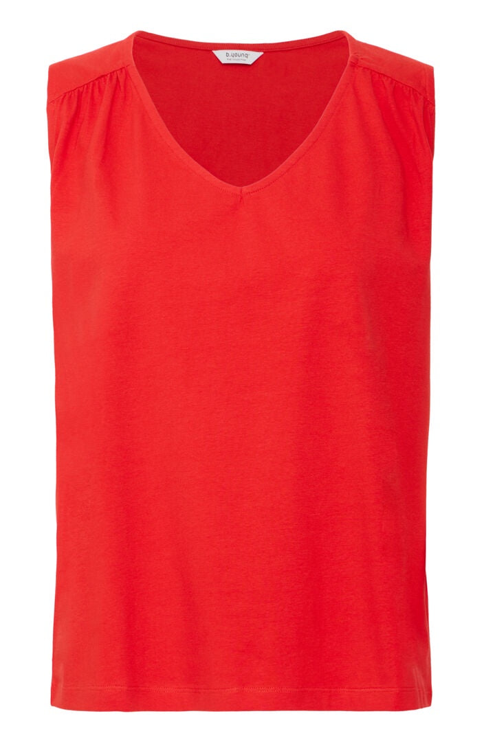 b.young Pandinna V-Neck Sleeveless Top Flame Scarlet