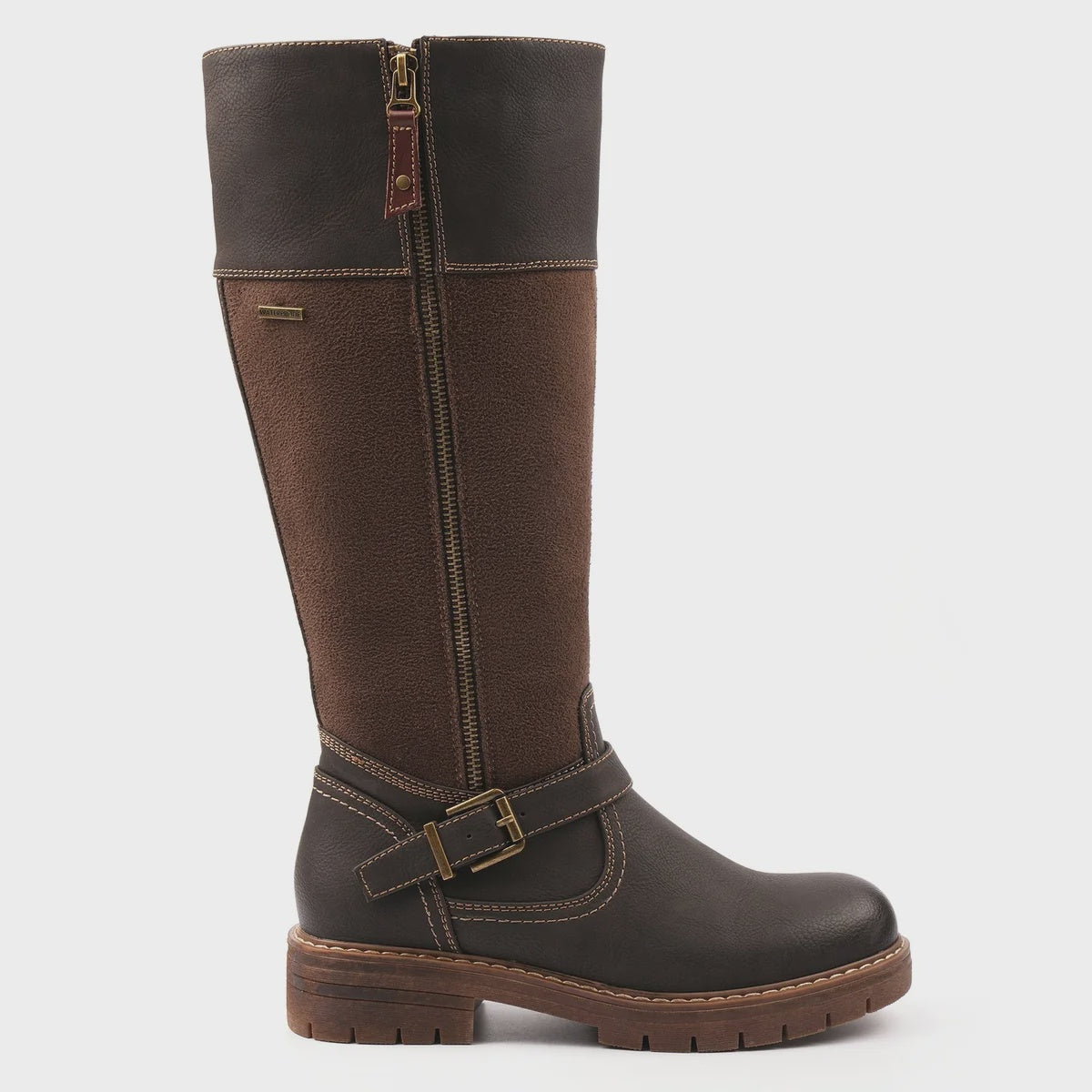 Lunar Joy Brown W/Proof Expanding Calf Long Boot