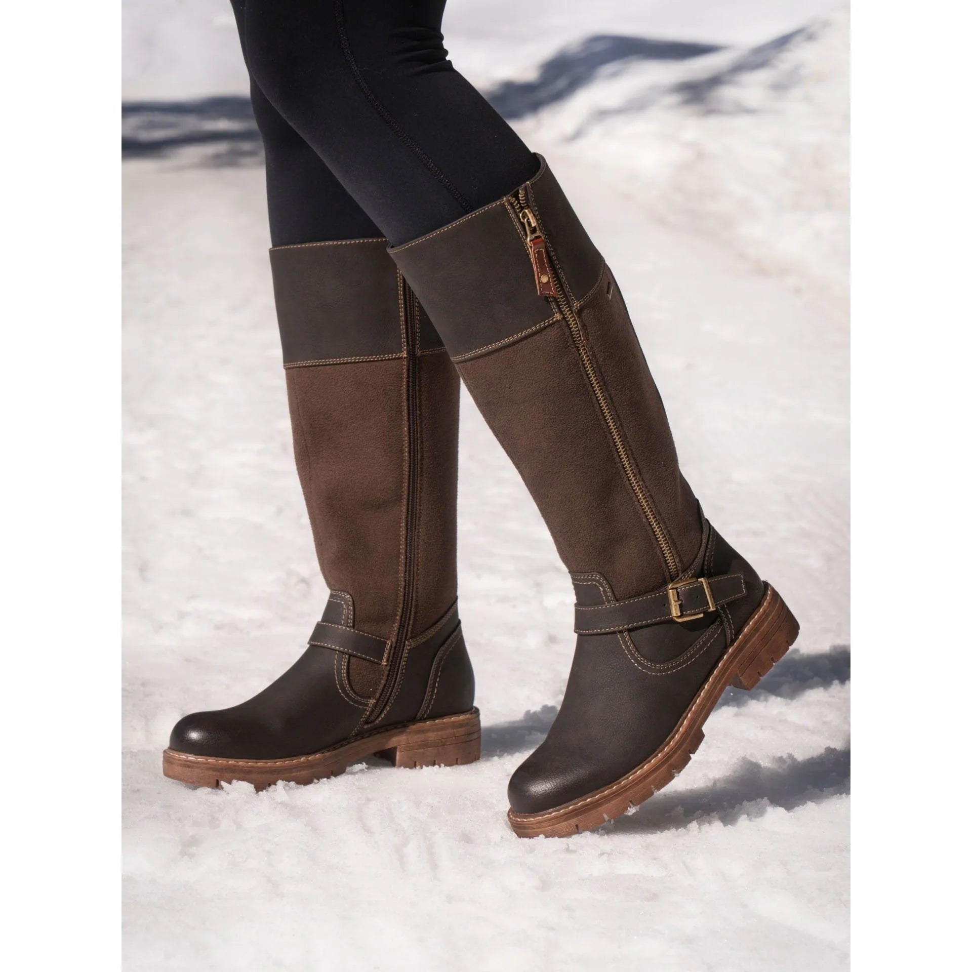 Lunar Joy Brown W/Proof Expanding Calf Long Boot