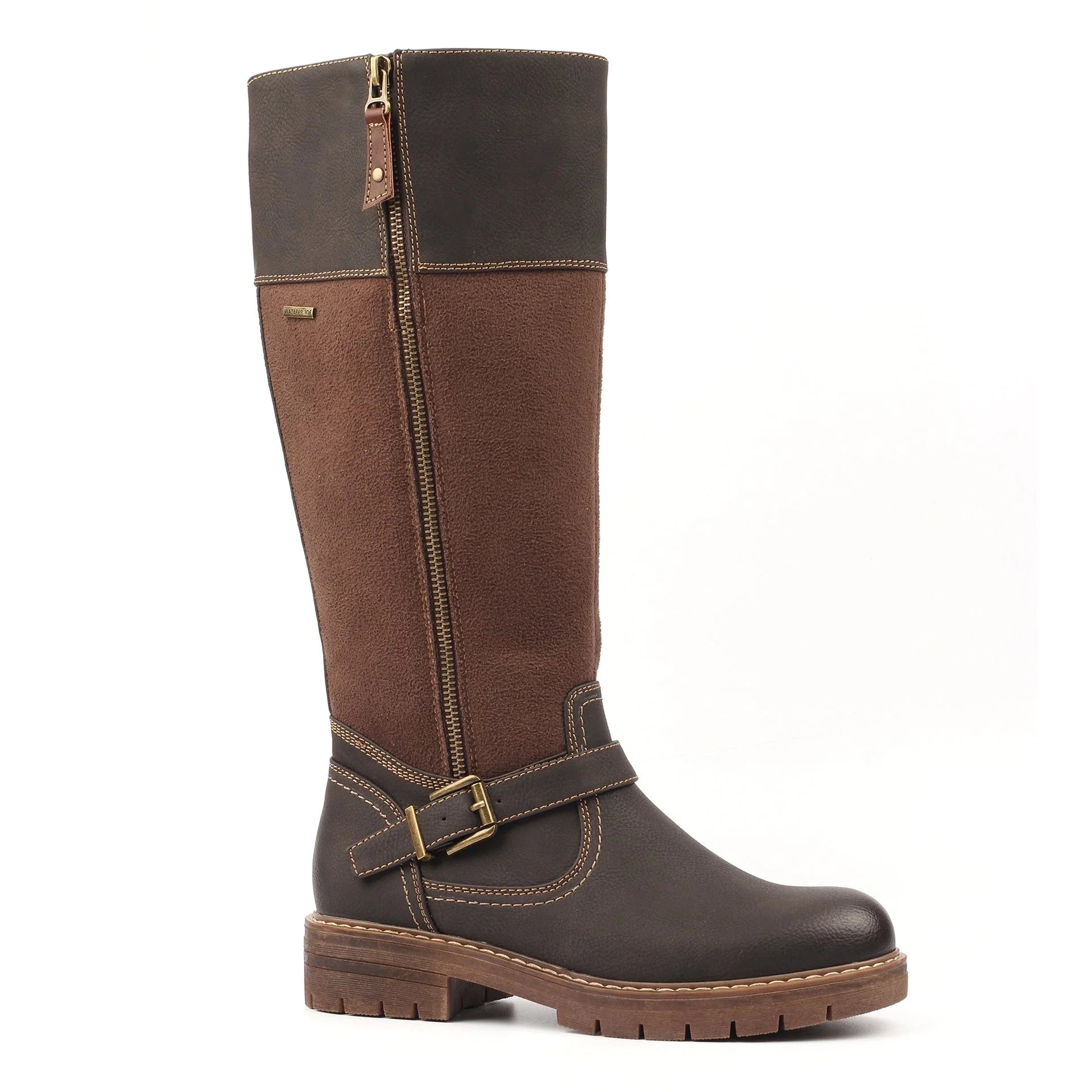 Lunar Joy Brown W/Proof Expanding Calf Long Boot