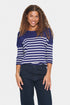 Saint Tropez Mila R-Neck Stripe Pullover Midnight Sail