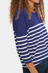 Saint Tropez Mila R-Neck Stripe Pullover Midnight Sail