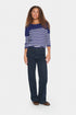 Saint Tropez Mila R-Neck Stripe Pullover Midnight Sail