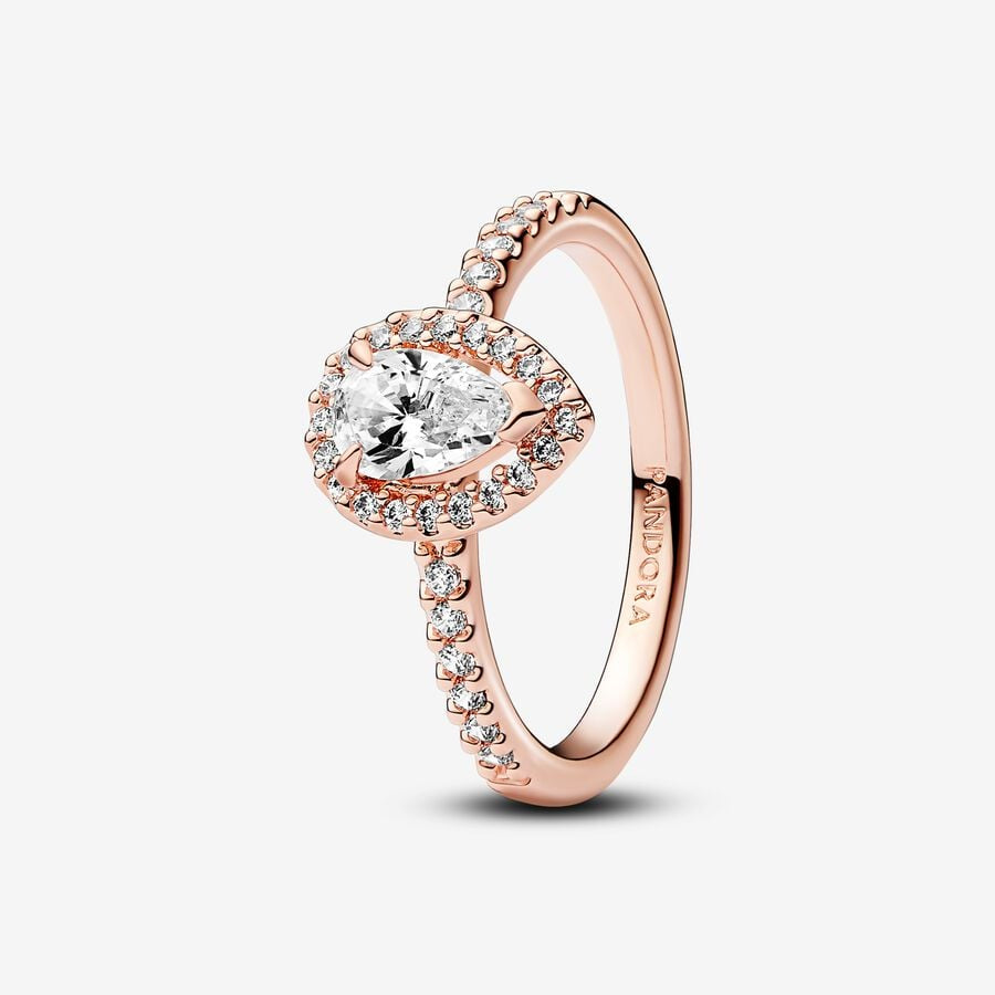 Pandora Rose Sparkling Pear Halo Ring