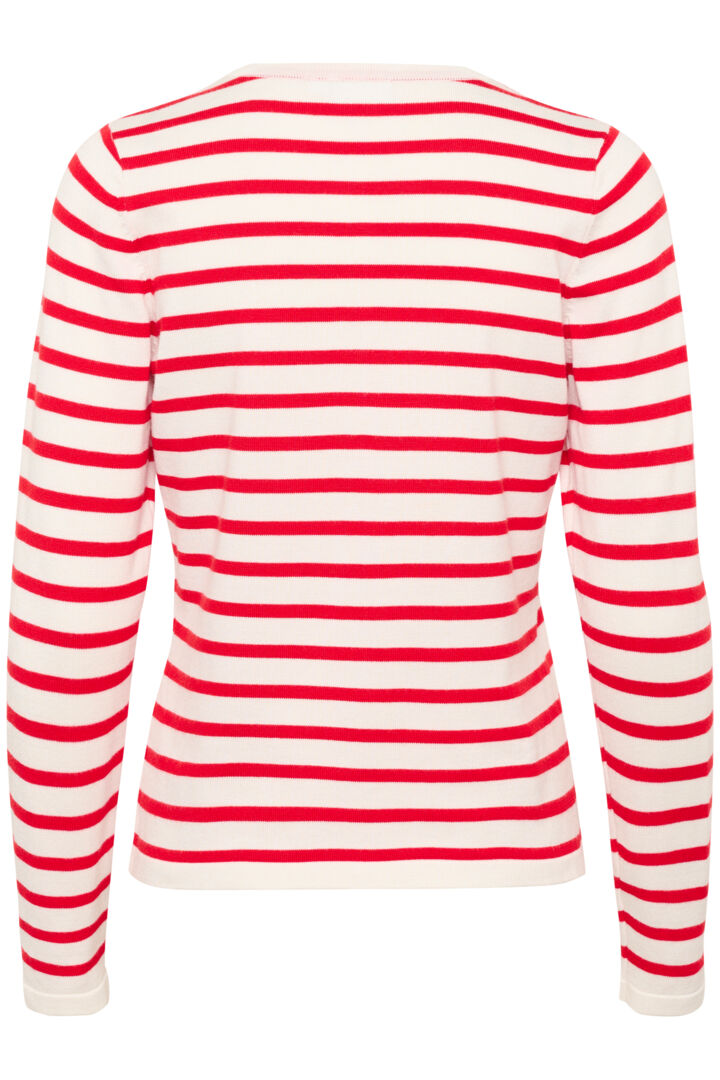 Saint Tropez Mila Striped Cardigan Ice and F. Scarlet Stripe