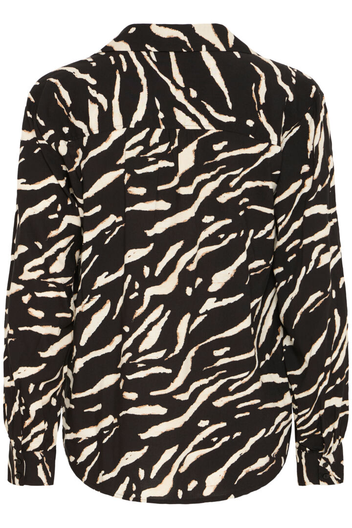 Fransa Flowy Blouse Black Art