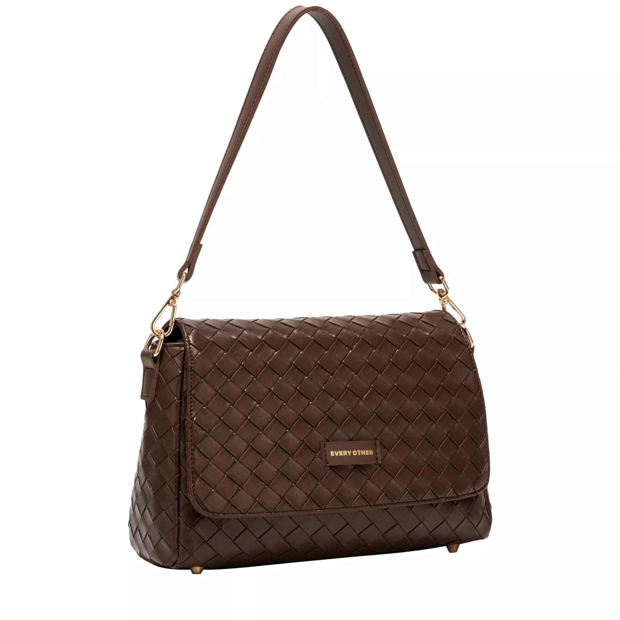 Every Other Flap Over Shoulder Clutch Cross Body Bag Brown