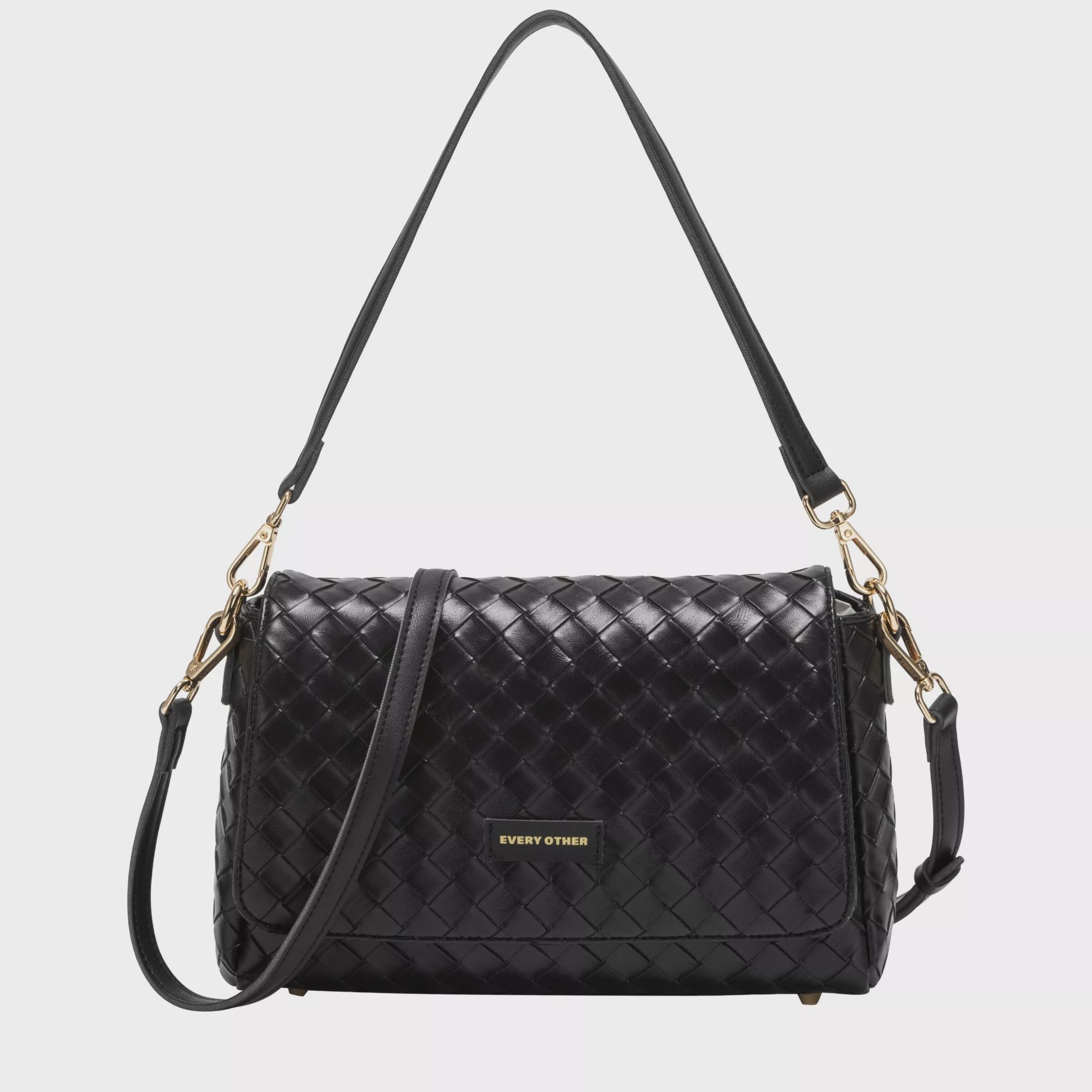Every Other Flap Over Shoulder Clutch Cross Body Bag Black