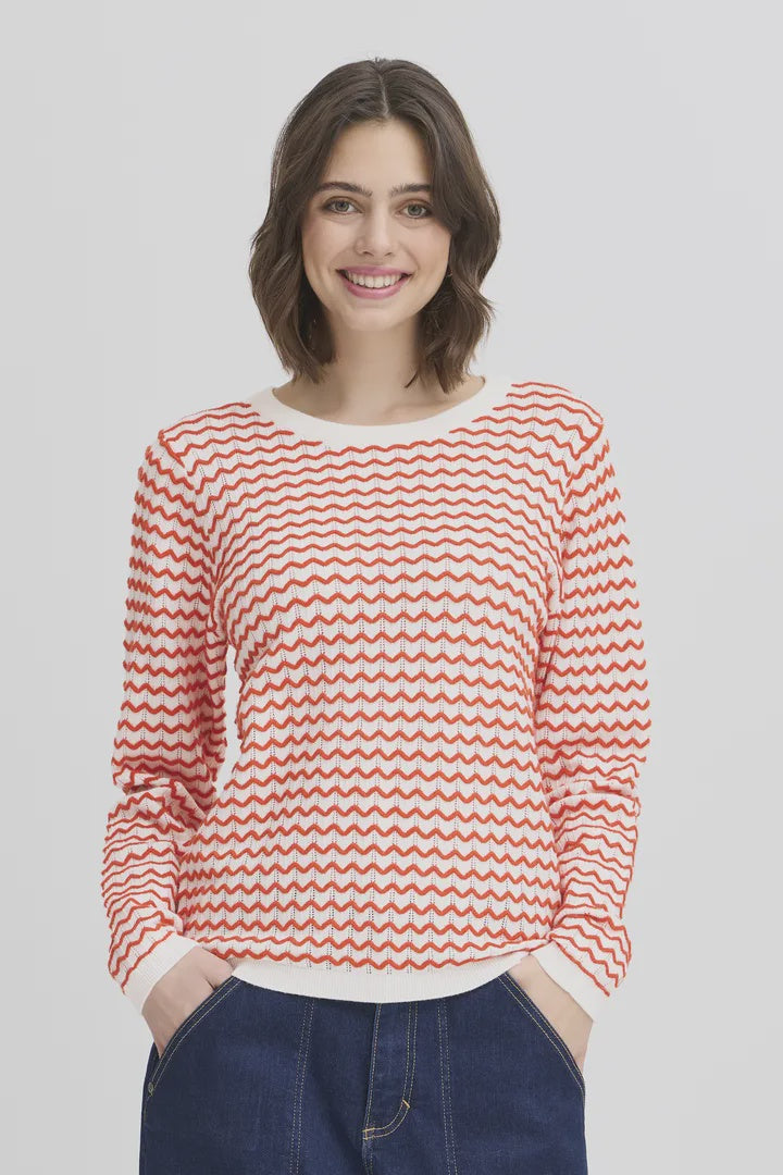 Fransa Luma Knit Pullover Poinsettia Mix