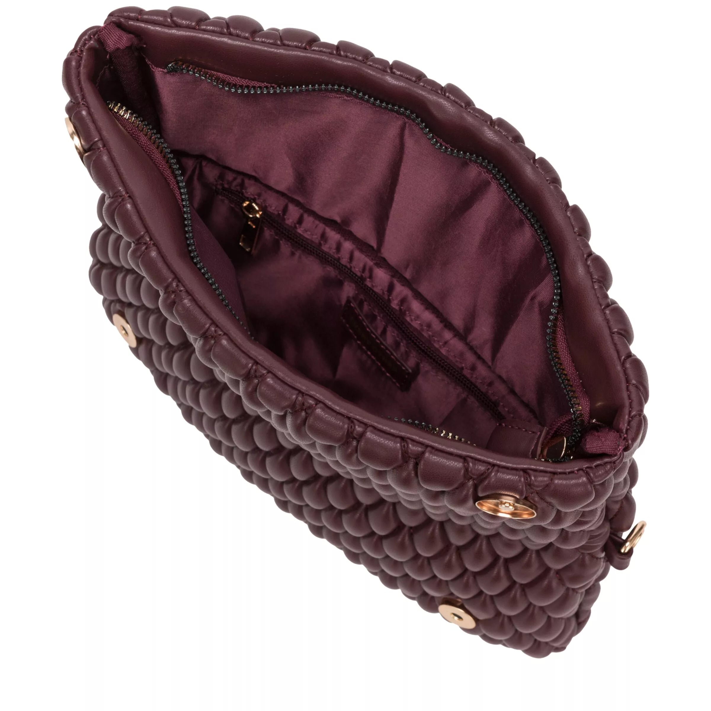 Every Other Quilted Flap Over Clutch Cross Body Bag Burgundy