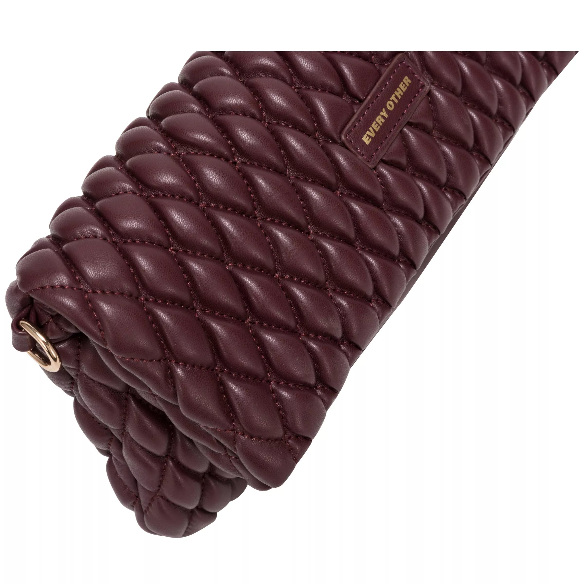 Every Other Quilted Flap Over Clutch Cross Body Bag Burgundy