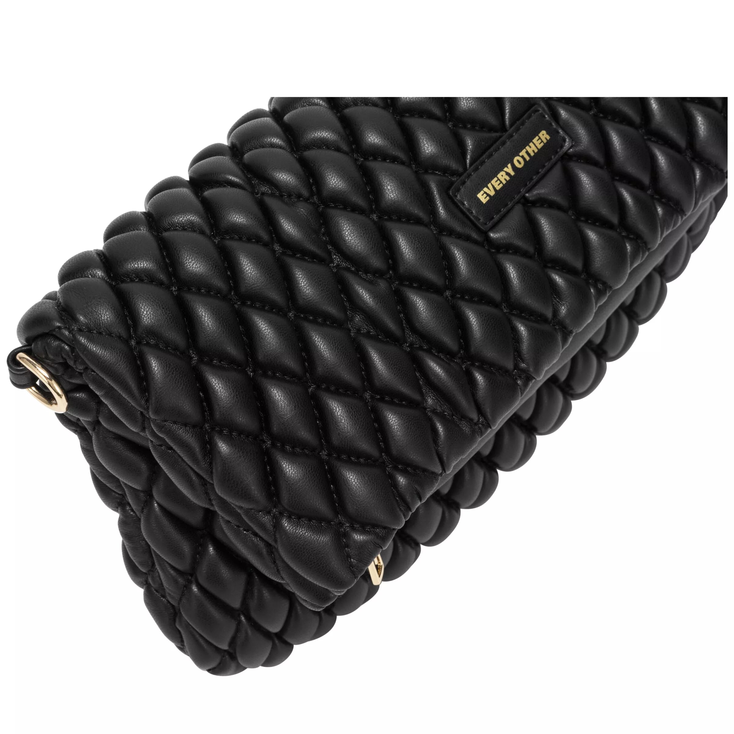 Every Other Quilted Flap Over Clutch Cross Body Bag Black