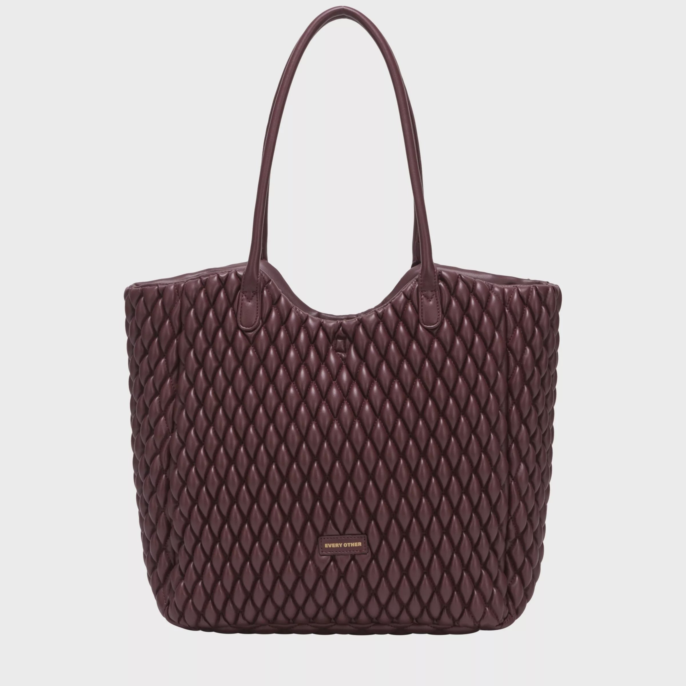 Every Other Large Quilted Tote Bag Burgundy