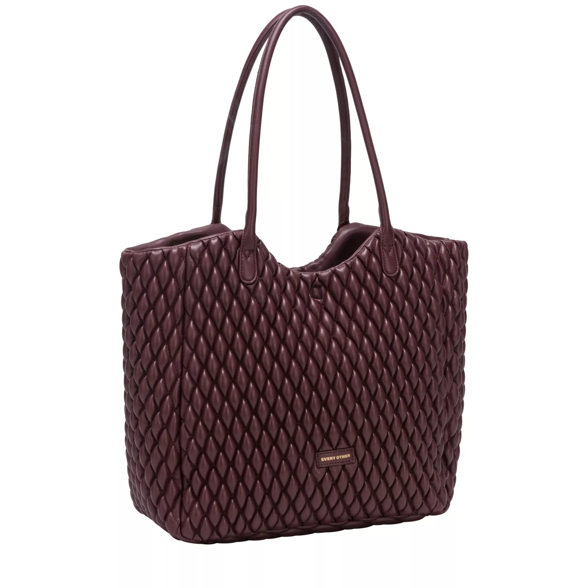 Every Other Large Quilted Tote Bag Burgundy