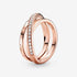 Pandora Rose Crossover Pavé Triple Band Ring
