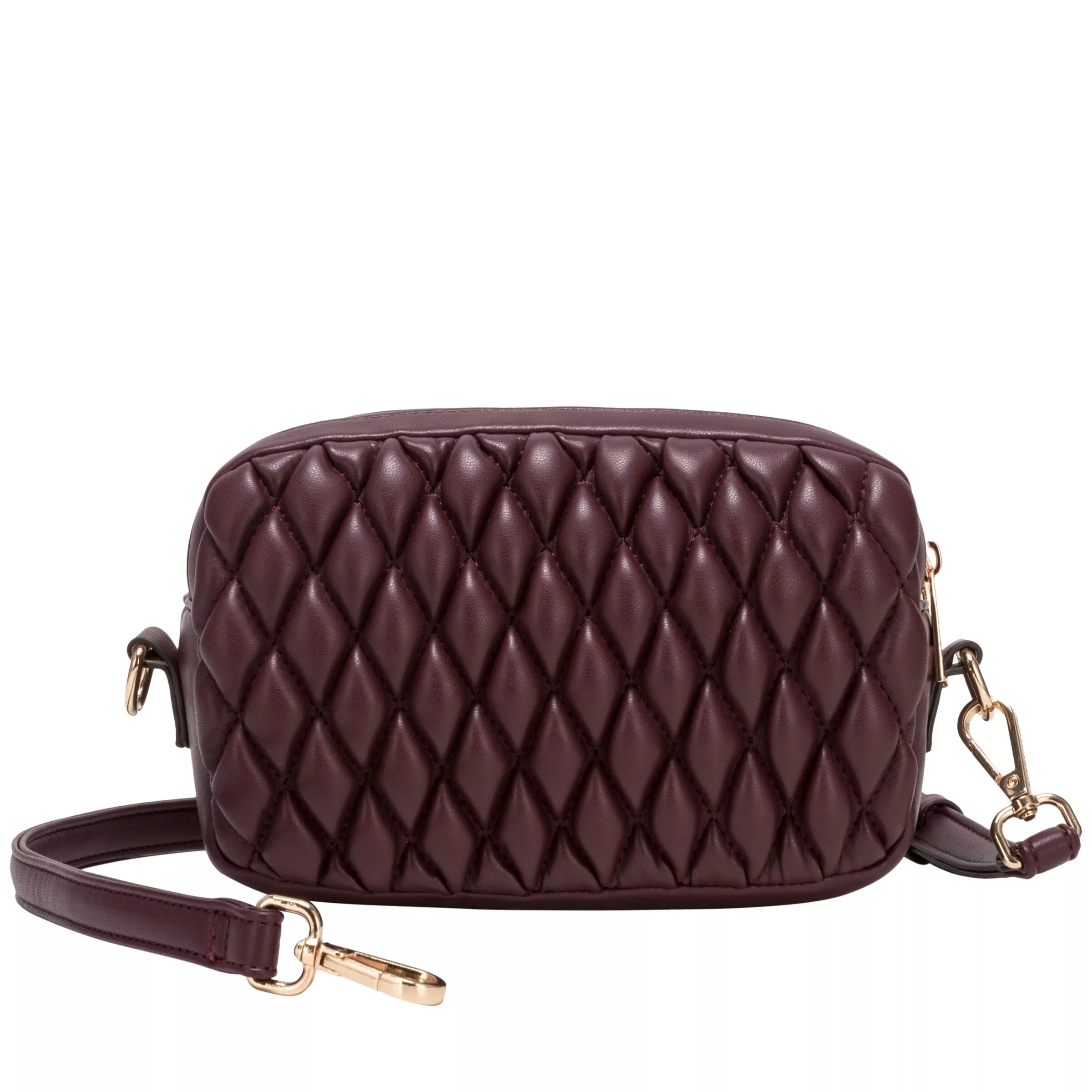 Every Other Quilted Camera Cross Body Bag Burgundy