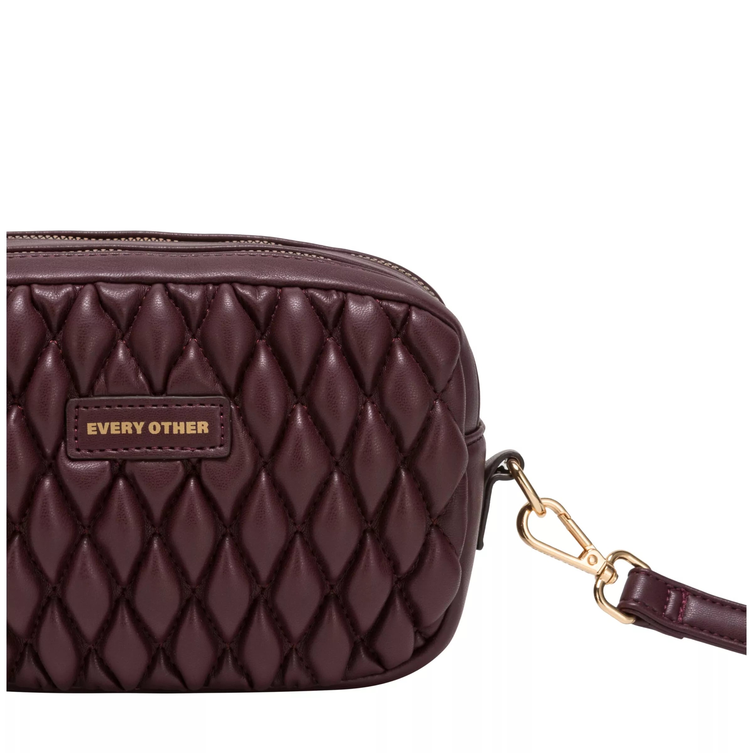 Every Other Quilted Camera Cross Body Bag Burgundy