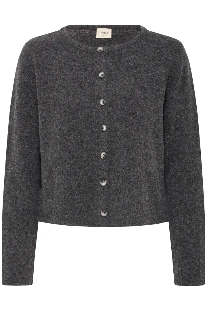 Fansa Noah Cardigan Charcoal Grey Melange