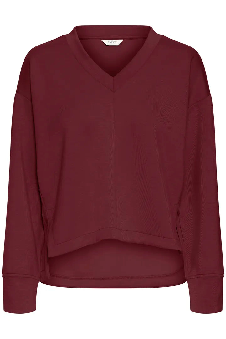 b.young Pusti V-Neck Cropped Blouse Port Royale