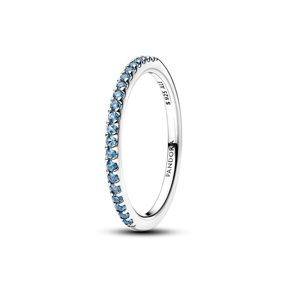 Pandora Sparkling Aquamarine Half-Eternity Band Ring