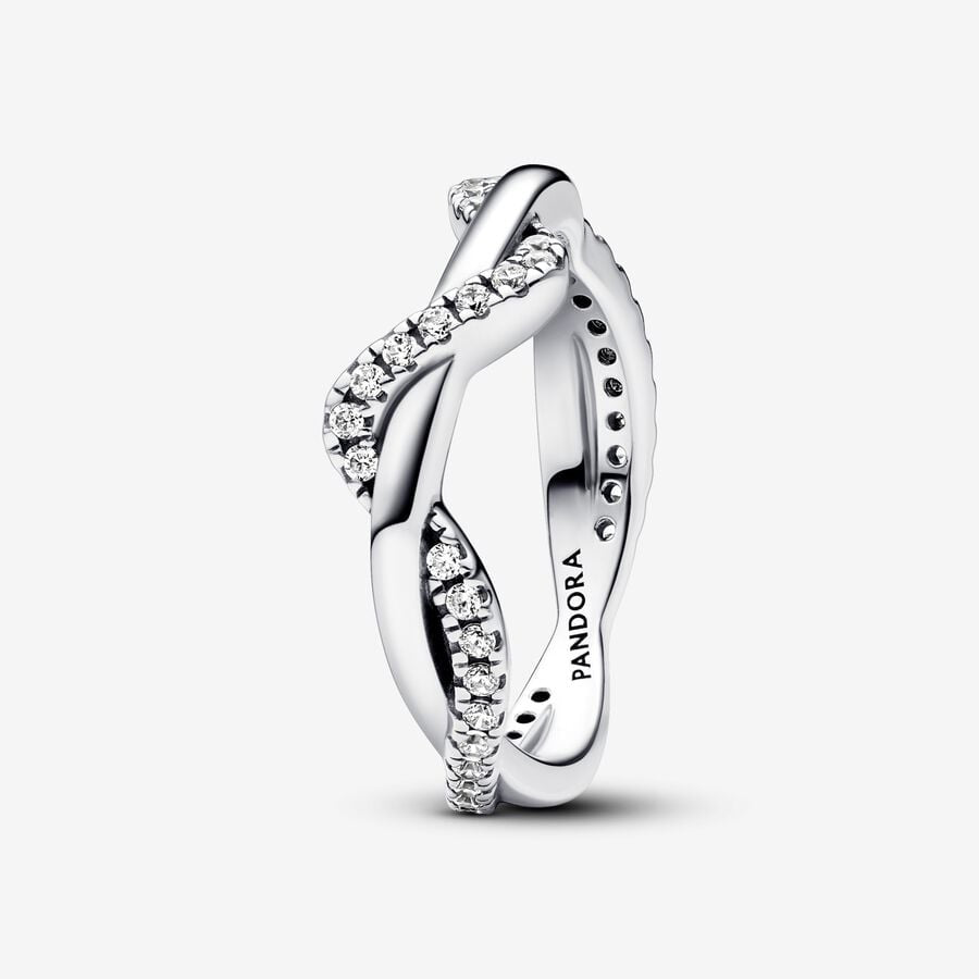 Pandora Sparkling Intertwined Wave Ring