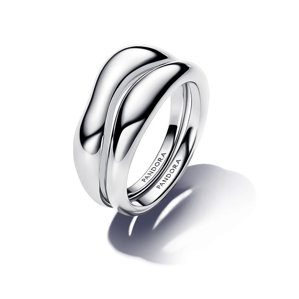 Pandora Essence Organically Shaped Silver Stacking Rings