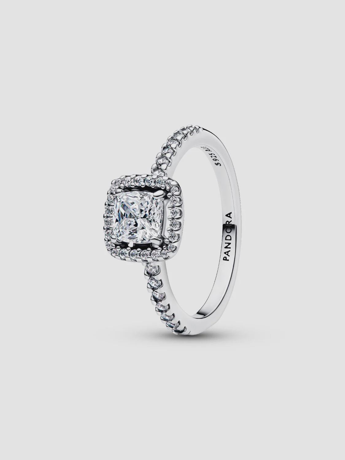 Pandora Sparkling Clear Square Halo Ring