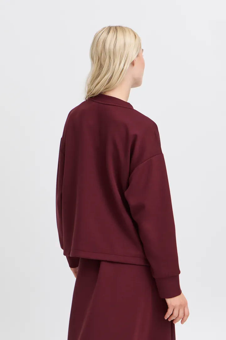 b.young Pusti V-Neck Cropped Blouse Port Royale