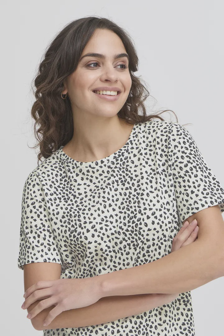 Fransa Hazel Tee Whisper White Art