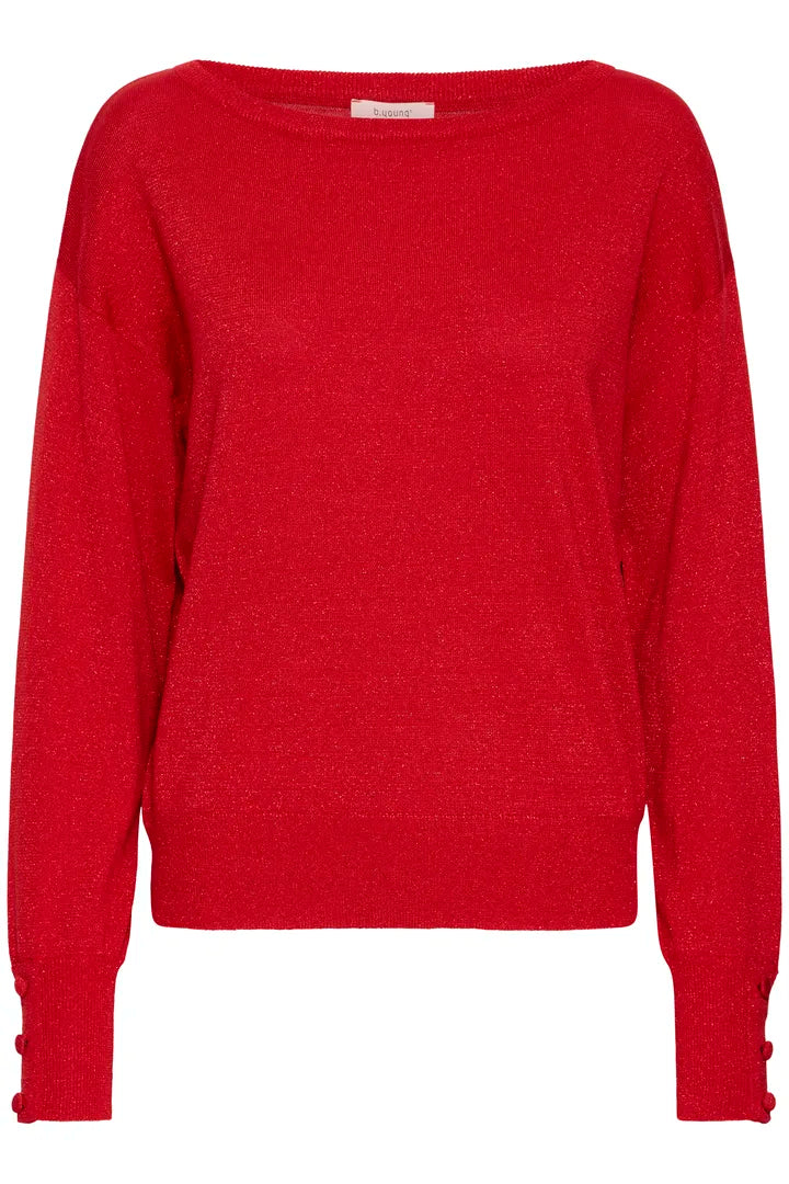 b.young Mobbe Boatneck Jumper Barbados Cherry