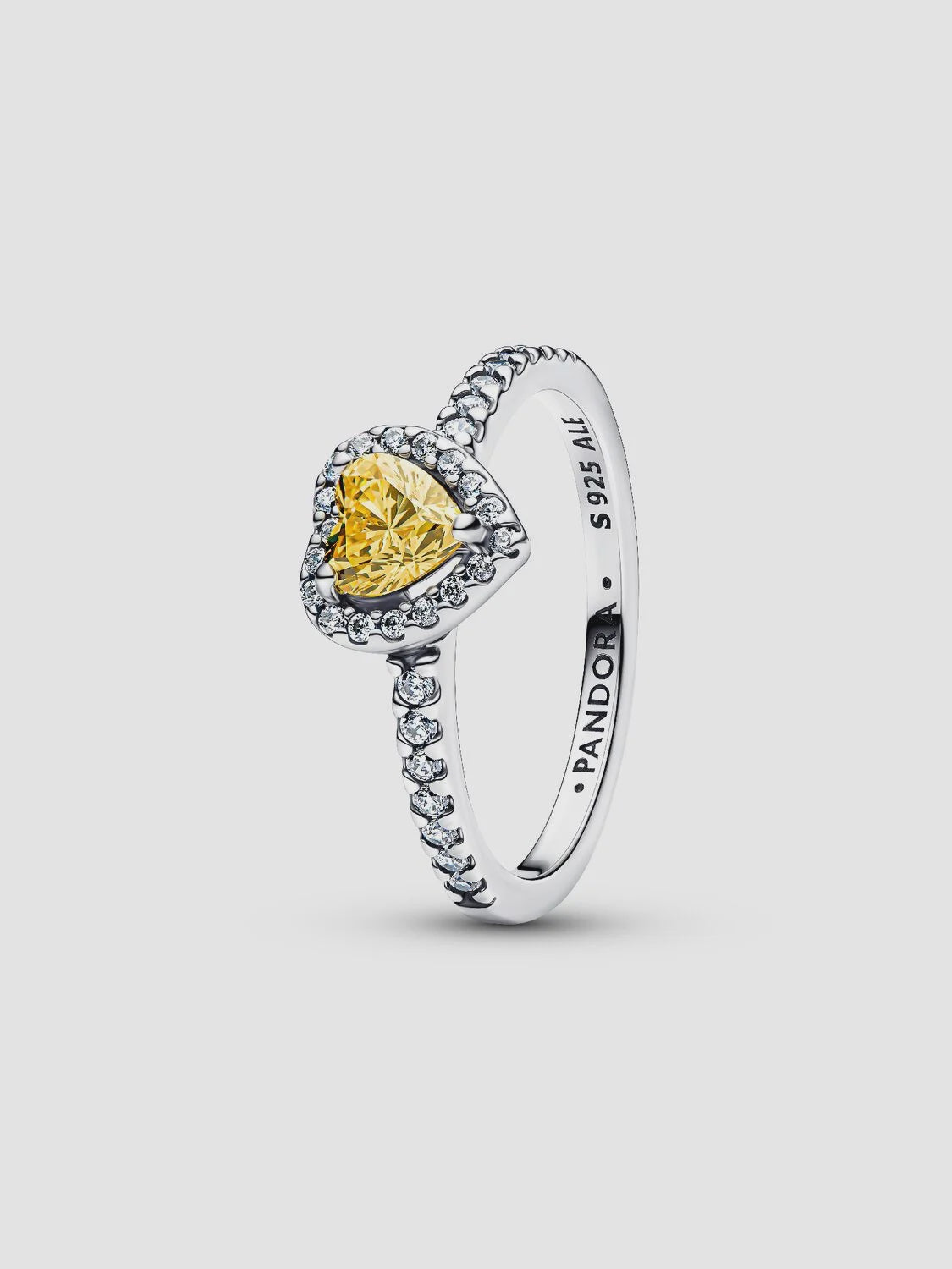 Pandora Sparkling Yellow Elevated Heart Ring